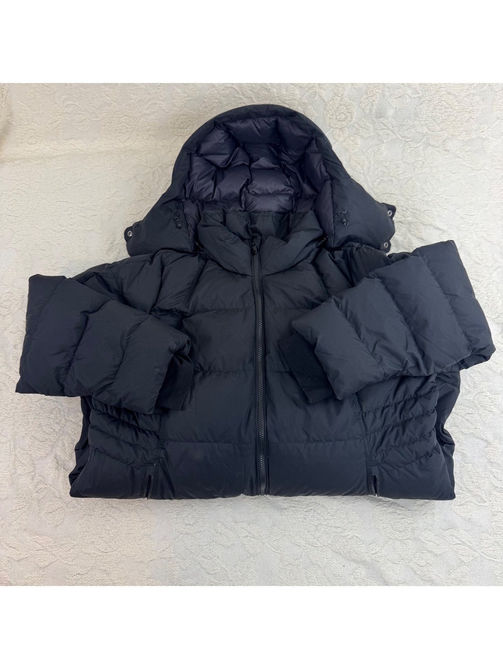 Athleta Downtown Parka 1X Black Long Down Puffer Coat